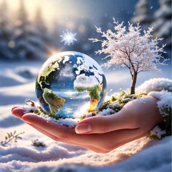Winter-themed AI creative design image representing digital business cards